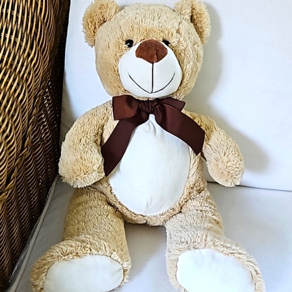 NWOT AMERICAN GIFTS Plush Teddy Bear 18" Stuffed Animal Tan & White - Picture 1 of 6
